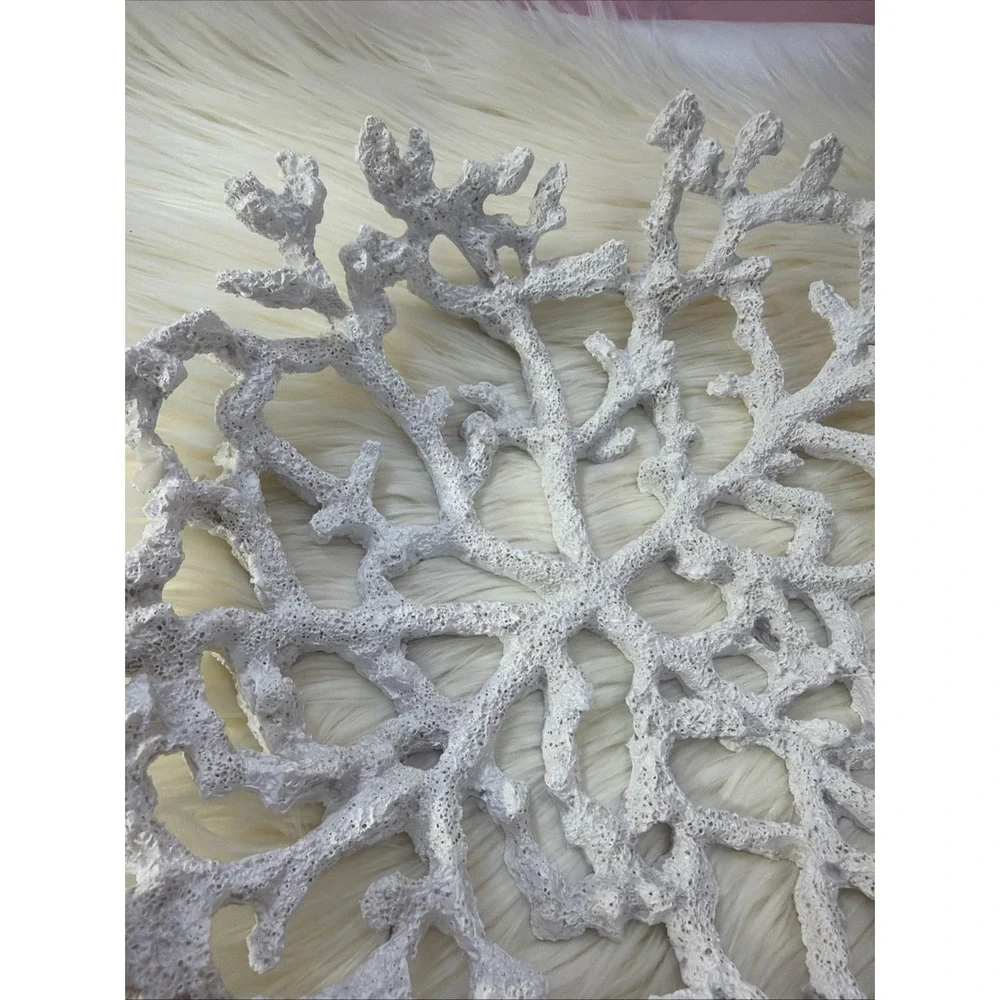 Centerpiece‎ Bowl Coral Reef Metal White & Gold Nautical Design Large Home Decor